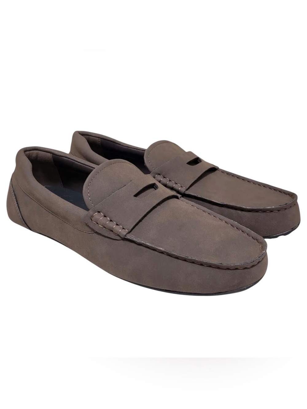 Alfani Men's Suede Penny Loafer Driver Shoes - Mocha / Brown
